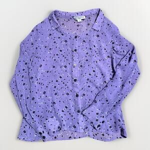Pendleton Shirt Women’s 6 Purple Floral 100% Silk Button Front Blouse Vintage